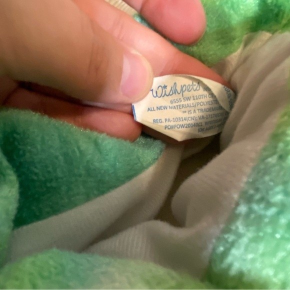 3D Dinosaur/Bear Claw Green Tie Dye Plush Kids Slippers - Picture 3 of 4